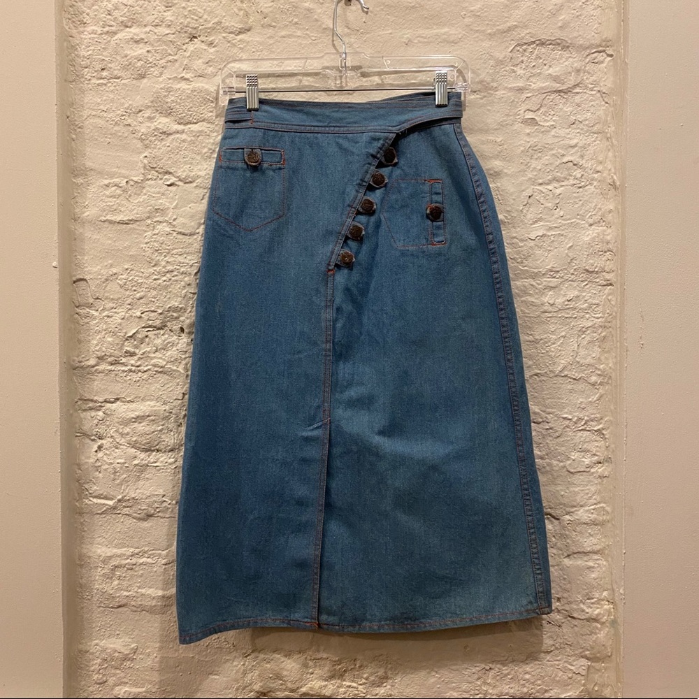 VINTAGE Faux Wrap Midi Skirt